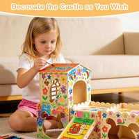 Large Rabbit House, Wooden Bunny Castle with 3 Houses Indoor - 4 Houses with 2 mats - image 2