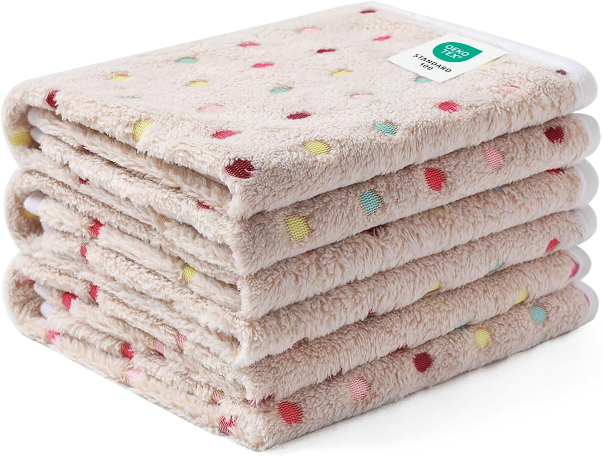 1 Pack 3 Blankets Super Soft Cute Dot Pattern Pet Blanket Flannel - Brown2 / 41x31 inch (Pack of 3)
