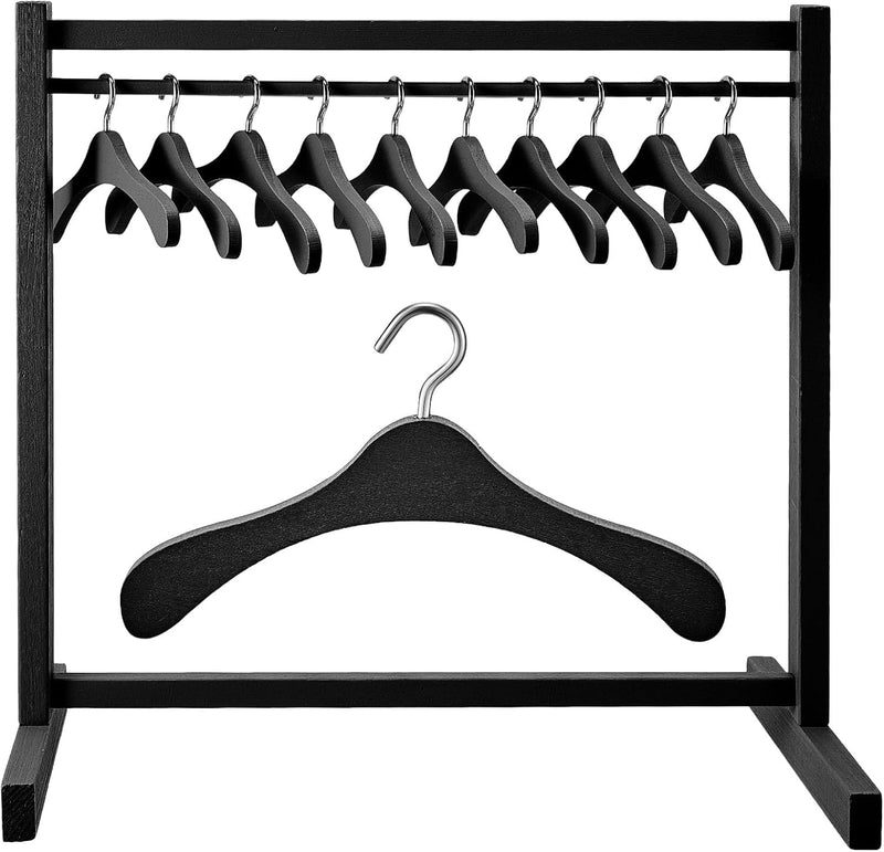 1 Set Doll Garment Rack with 10 Pcs Hangers Clothes Organizer - Black / 11