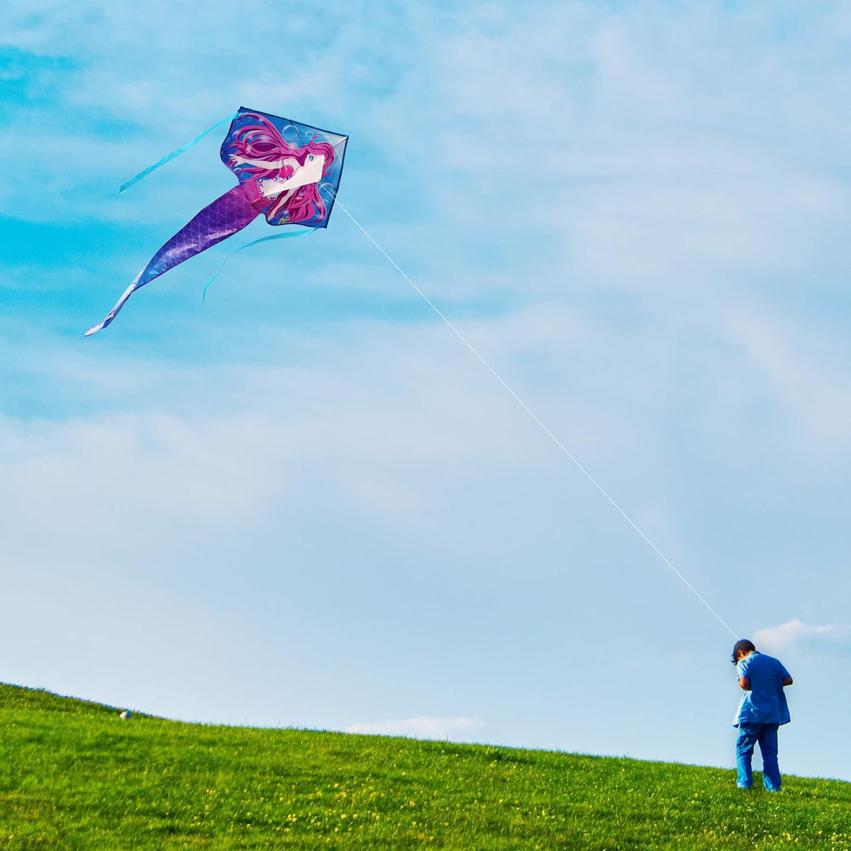Honbo large mermaid delta kite for kids and adults in bright colors - view 10
