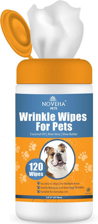 NOVEHA Pet Wipes, Formulated Pet Wipes - 120 Wrinkle Wipes