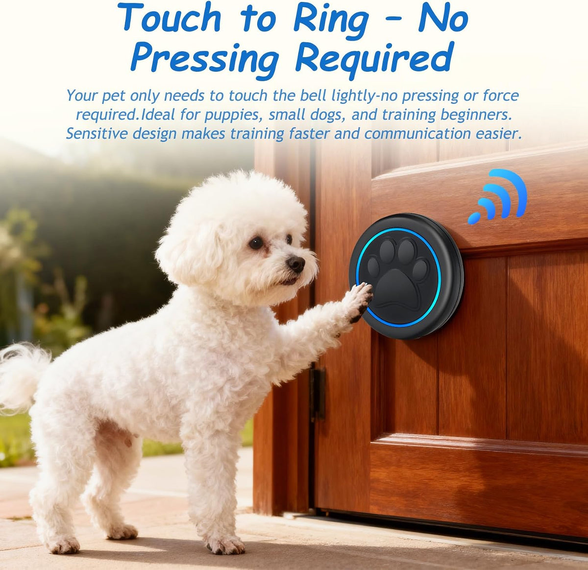 Soft Ring Blk Dog Bells to Go Outside-Dog Door Bell – Essentials for Dogs - 2 Bells & 1 Receiver - image 3