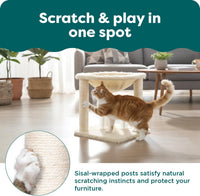 FurHaven 69.3" Tall Cat Scratching Post Tower for Indoor Cats - Cat Tower / Plush Hammock Playground (Cream) - image 4