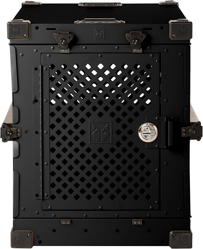 Impact Collapsible Dog Crate - Foldable Hard Crate for XXL Dogs - Heavy Duty Travel Kennel with Powder-Coated Aluminum - Quick Setup for Indoor & Outdoor (Black, 48" (48" L x 27" W x 33" H))