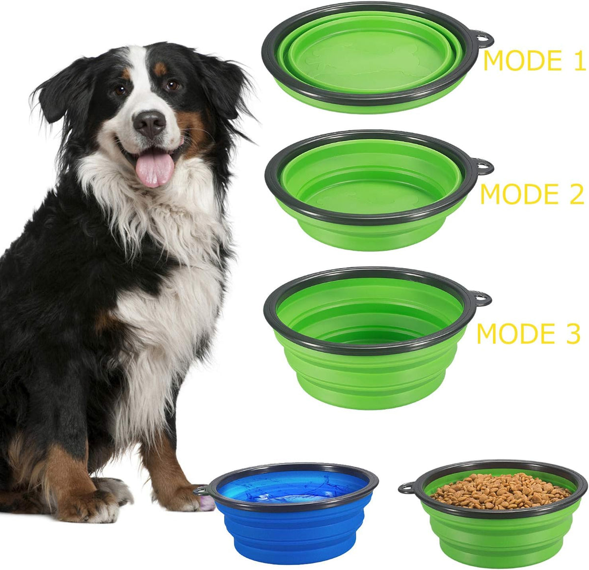 2-Pack Extra Large Size Collapsible Dog Bowl - Regular / Blue and Green - image 4