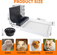 3 in 1 Guinea Pig Hay Feeder with Litter Box & Water Bowl - 10in set / Black - image 4