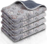 Reginary 4 Pcs Waterproof Guinea Pig Blankets Washable Small Animal Fleece Bedding Absorbent Guinea Pig Cage Liners Reusable Pet Pee Pad Sleep Mat for Hamster Ferret(Adorable Paw,24 x 16 Inch)