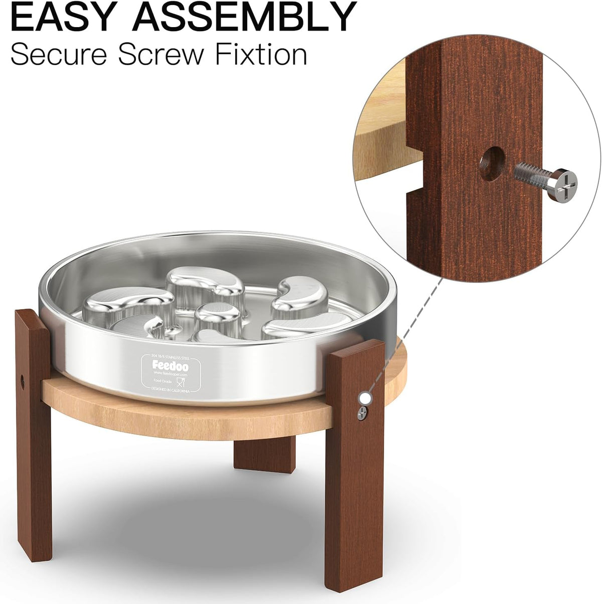 Feedoo Elevated Dog Bowl Stand - 7" Height 3-Cup Slow Feeder - image 4