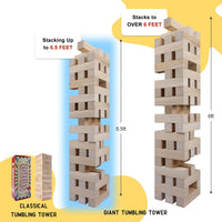 GOTHINK Giant Tumble Tower Game - Natural / XL- Up to 5.5FT - image 3