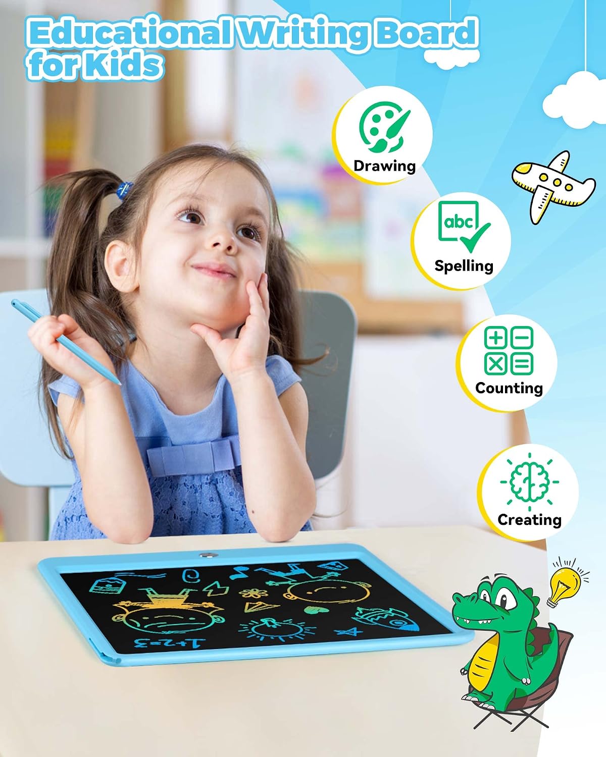 KOKODI 12 Inch LCD Writing Tablet with Anti-Lost Stylus - Blue / 12 inch - image 2