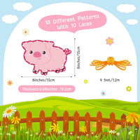 Pajean 10 Pcs Kids Lacing Cards Double Sided Animal Sewing Cards Kits - Farm Style - image 2