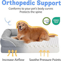 Orthopedic Washable Large Dog Bed - Egg Foam Dog Beds for Large and Medium Dogs Big Pet Beds with Removable Washable Cover and Bolster for Extra Large Dogs