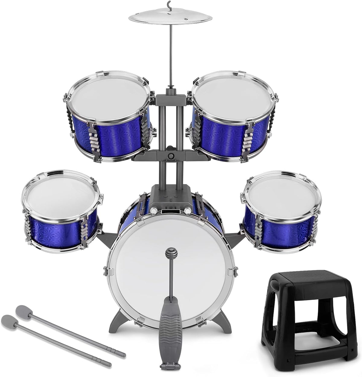 Toddlers Drum Set Kids Jazz Band Rock Kit for 3-5 Boys Girls Music Toy – Fun for Kids & Family - Blue