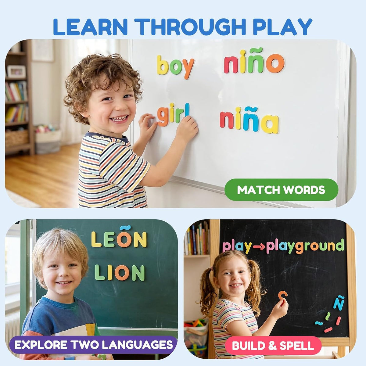 JoyCat 238 Pcs Magnetic Letters Kit with Double-Sided Board – Fun for Kids & Family - English & Spanish Letter Set - image 4