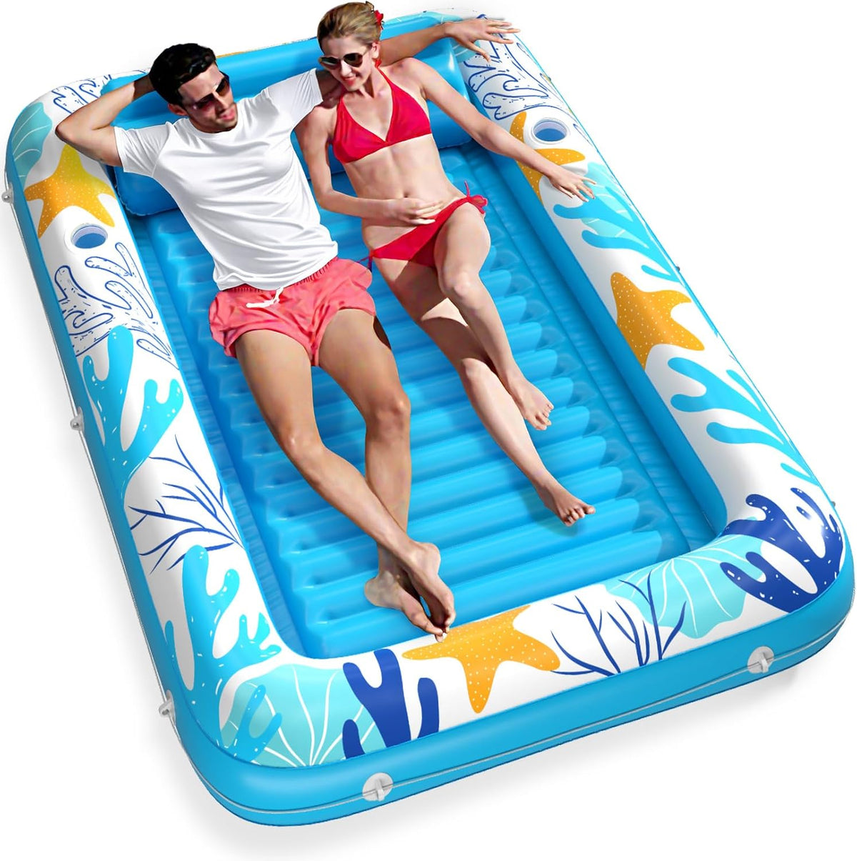 Inflatable Tanning Pool Lounger Float - Ocean Aqua / XX-Large