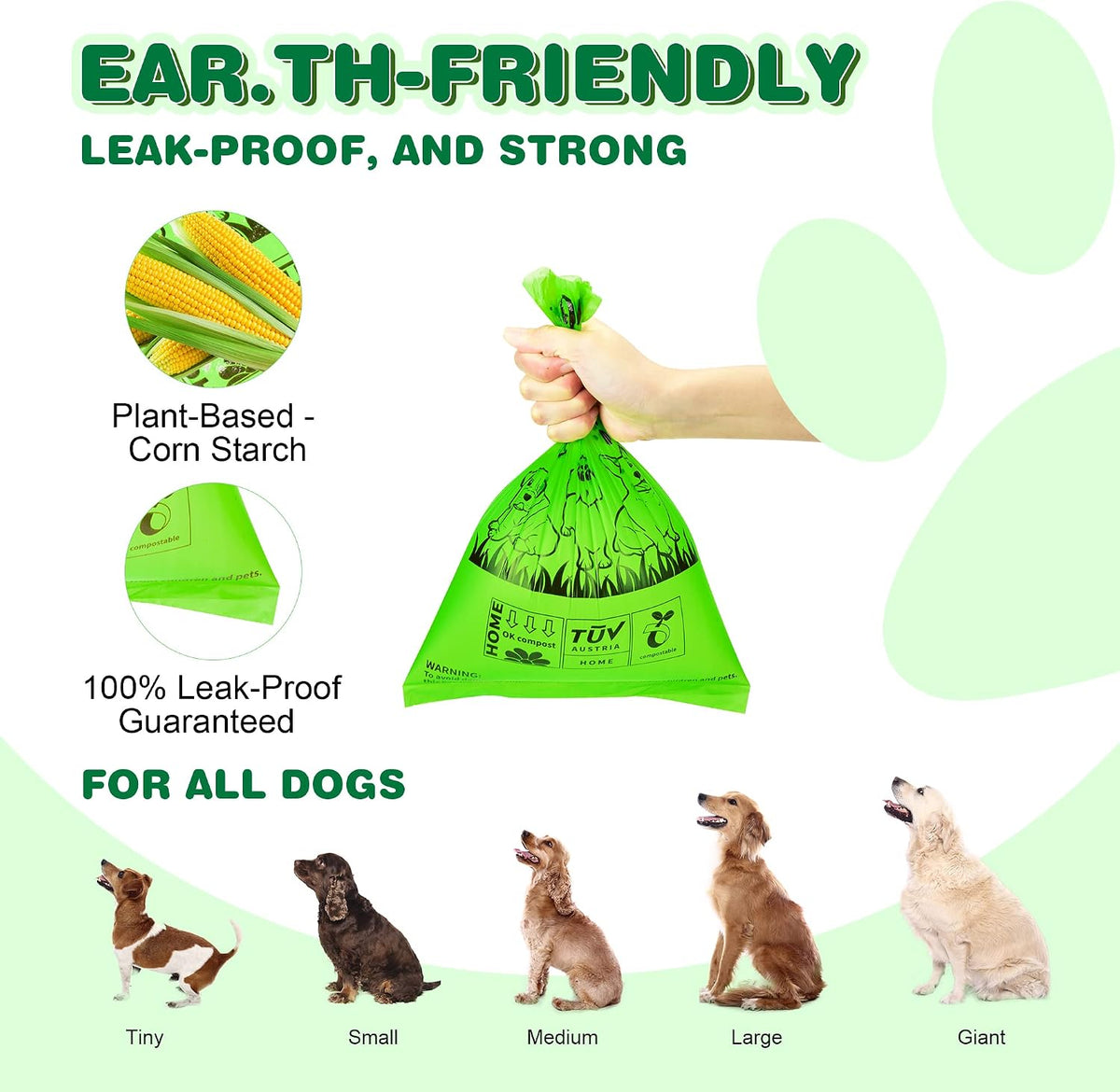 Biodegradable Dog Poop Bags 300 Count, 20 Rolls - 1 Dispenser + 570 Bags - image 2