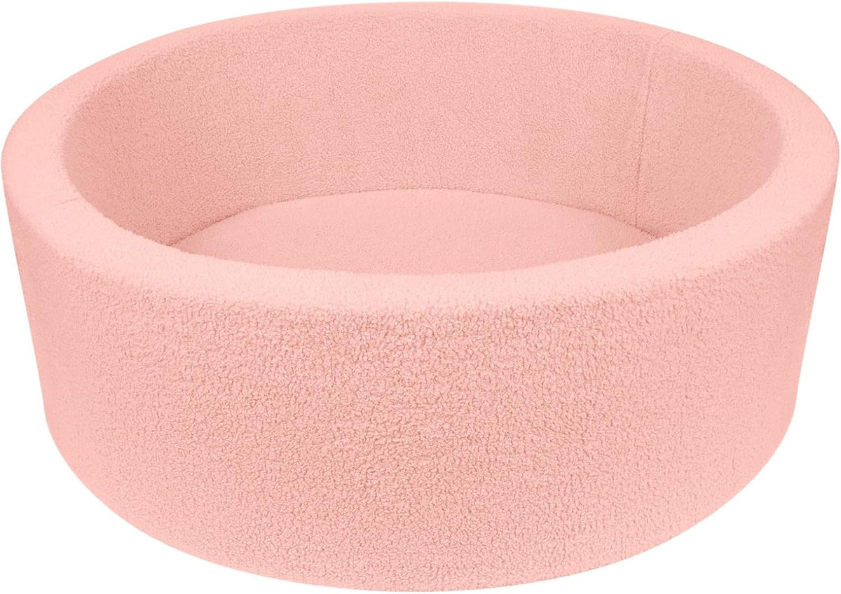 MEOGETY beige teddy fleece foam ball pit for toddlers with soft round walls - view 8