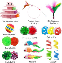 UPSKY Cat Toy Roller 3-Level Turntable Cat Toys with Six Colorful - B-Pink - image 2