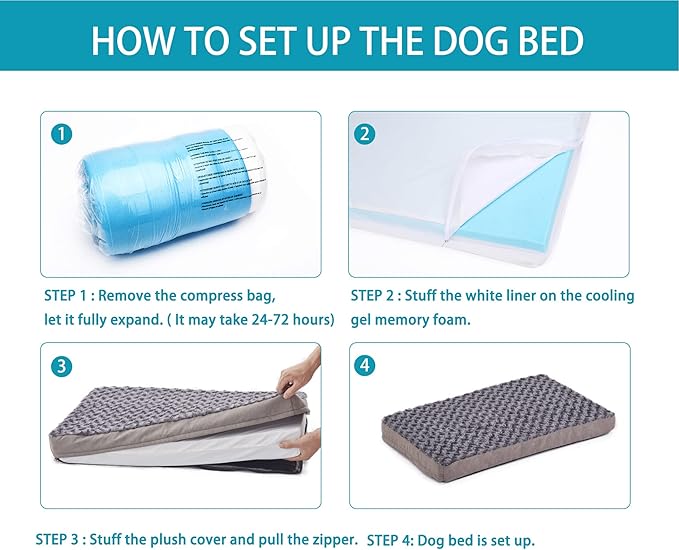 Orthopedic Memory Foam Dog Bed, Cooling Dog Beds for Extra Large Dogs -Waterproof Pet Bed for Crate with Removable Washable Cover, Ideal for Arthritic Dogs, XL(41inch,90Lbs)