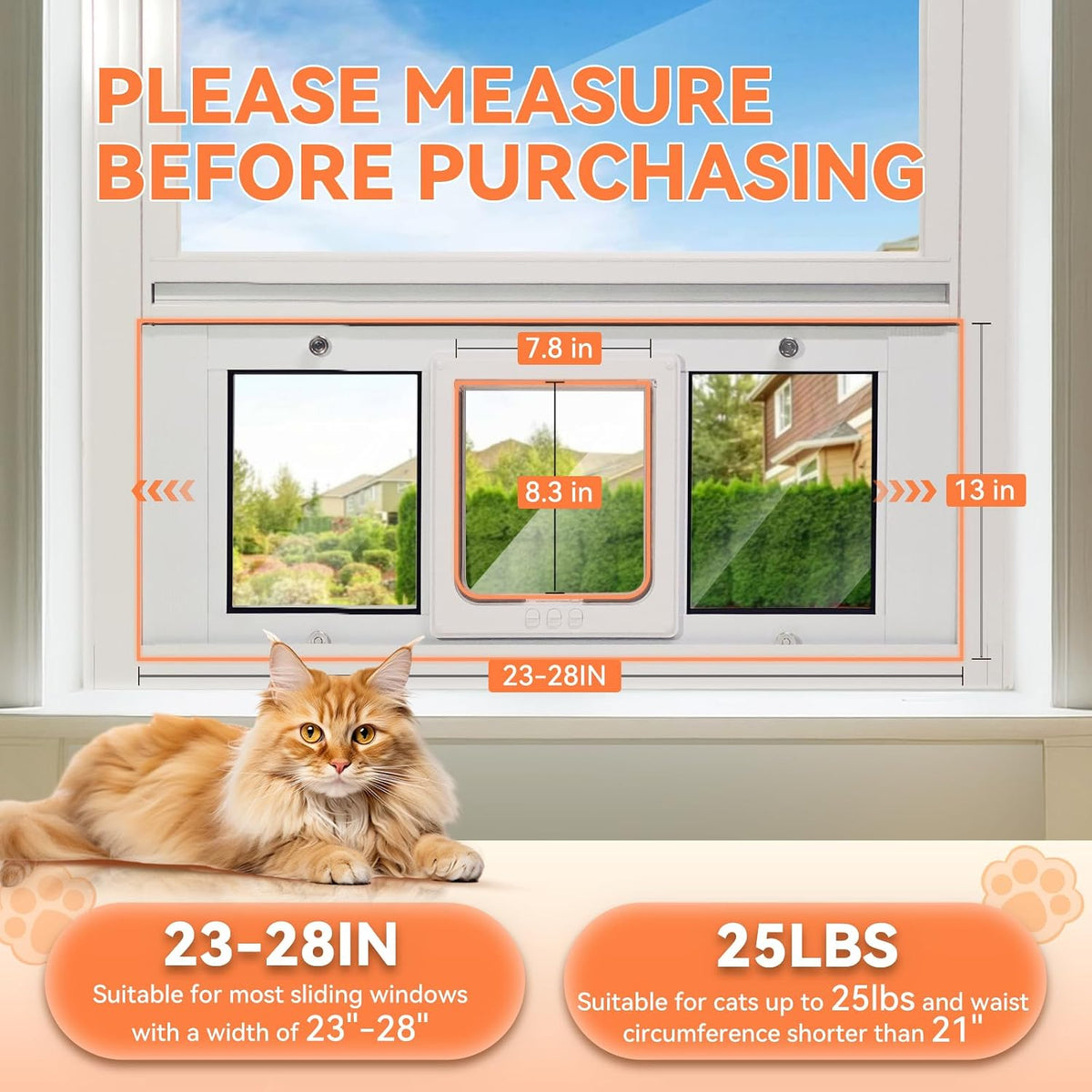 LIBBEPET Cat Door for Window, Adjustable Window Width 27"-32" - Fit 23"-28" Window - image 2