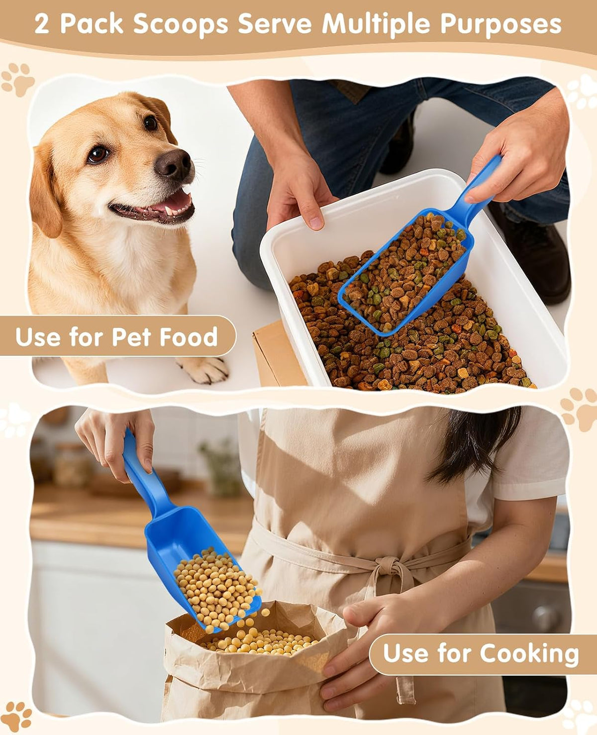 2-Pack Dog Food Scoop 1 Cup - Blue - image 2