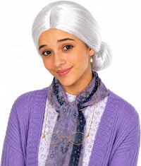 Skeleteen Old Lady White Costume Wig
