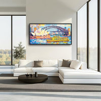 Extra Large Sydney Opera House Framed Wall Art for Living Room,Oversized Abstract Harbour Bridge Cityscape Pictures Wall Decor,Canvas Print Painting Modern Artwork Bedroom Office Bathroom 60L" x 30W"