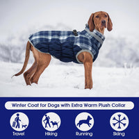 Dog Cold Weather Coats Reflective Dog Warm Jacket with Harness – Essentials for Dogs - Blue Plaid / XS(chest:14in) - image 4