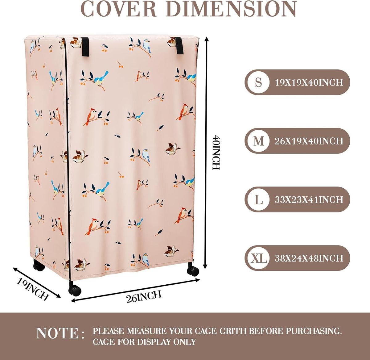 Tchvt Ultra Blackout Birdcage Cover - Bird Designs / 26.0"L x 19.0"W x 40.0"H - image 3