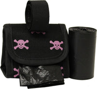 FiveStarPet Purse Style Dispenser with 2 Rolls Made in USA Easy Open - Pink Skull