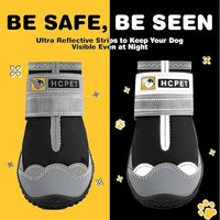 Hcpet Dog Shoes for Large Dogs, Waterproof Dog Booties for Small Medium Dogs, Anti-Slip Dog Boots & Paw Protectors for Hot Pavement Winter Snow Hiking with Reflective Straps Black Size 2