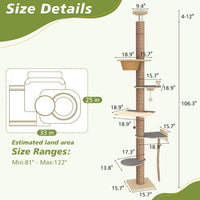 Cat Tree Floor to Ceiling, Cat Tower with Hammock & Perch - image 2