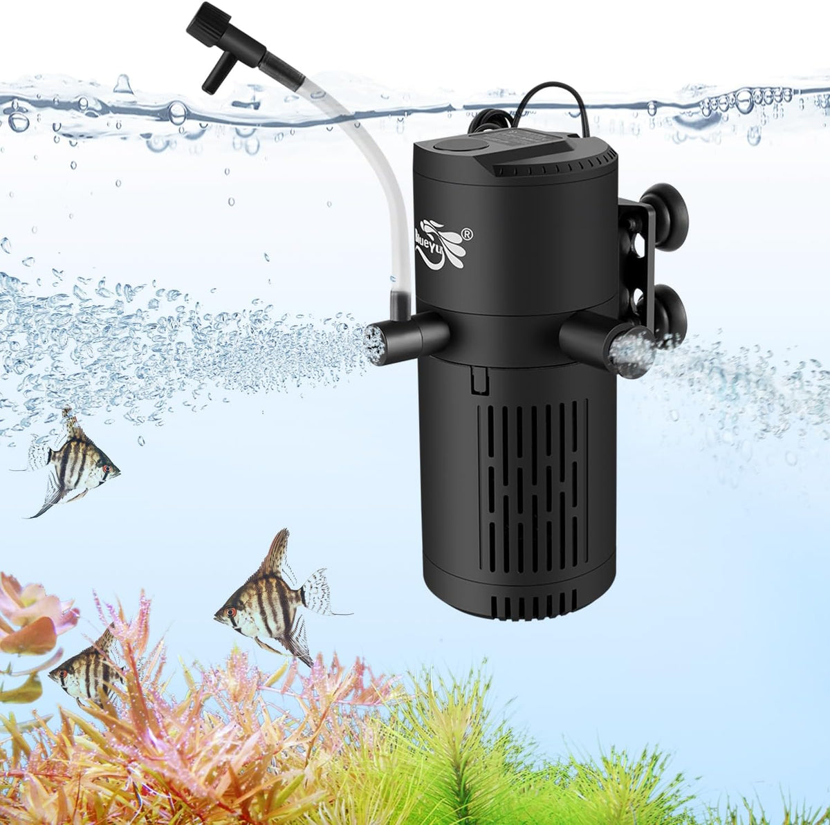Aquarium Filter, Fish Tank Filter 4-in-1 for 30-80 Gallon Tanks - 8W (for 10-30Gal)