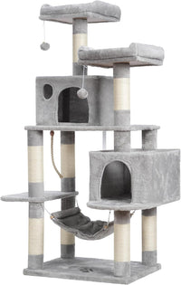 Hey-brother Cat Tree Tower with Sisal Scratching Posts - 53.7 Inches / Light Gray