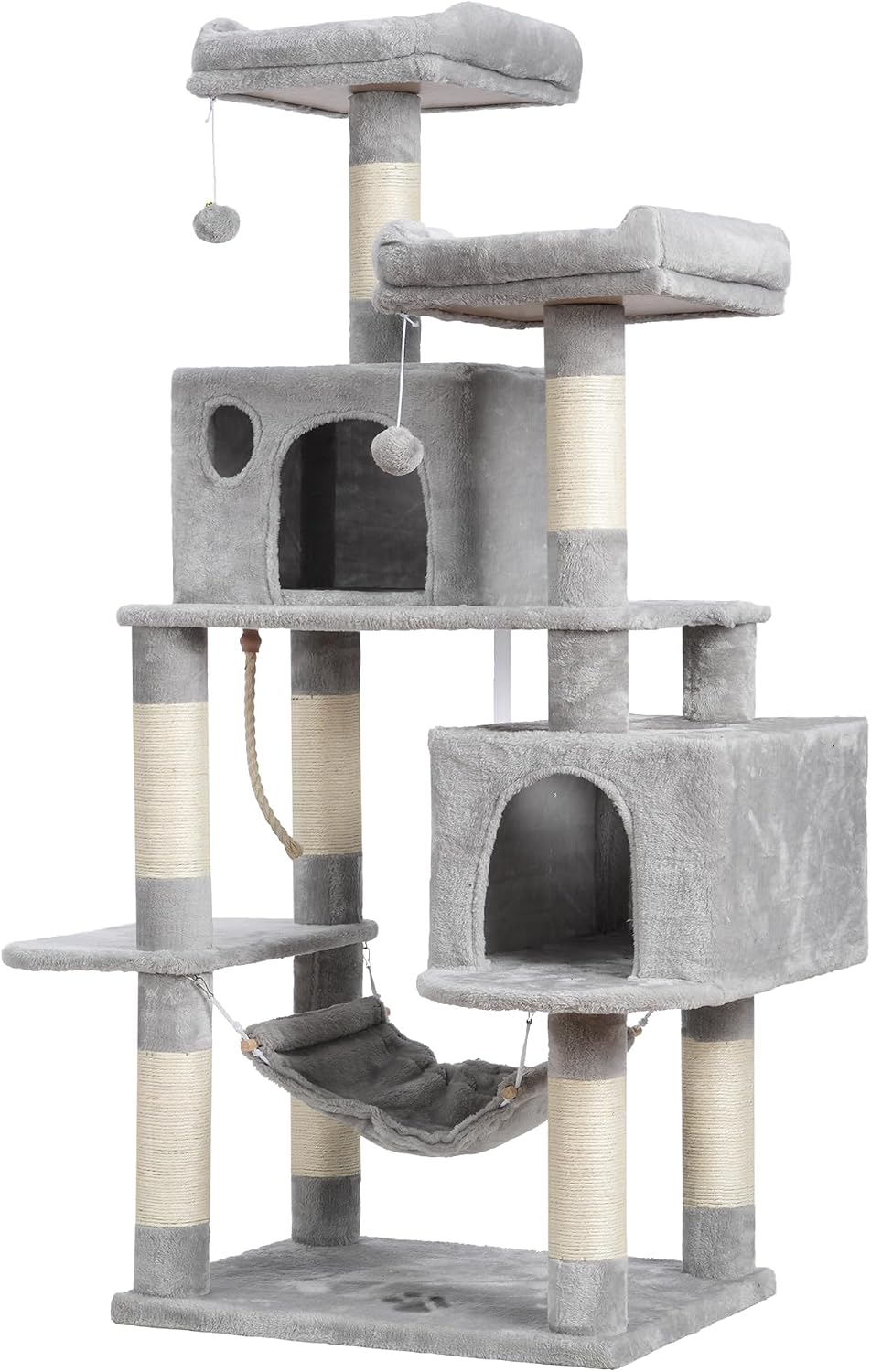 Hey-brother Cat Tree Tower with Sisal Scratching Posts - 53.7 Inches / Light Gray