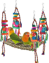 KATUMO Bird Toys, Grass Swing Hammock Climbing Toy for Parrot Parakeet – Essentials for Birds - 11 x 7.9 x 0.98 inch
