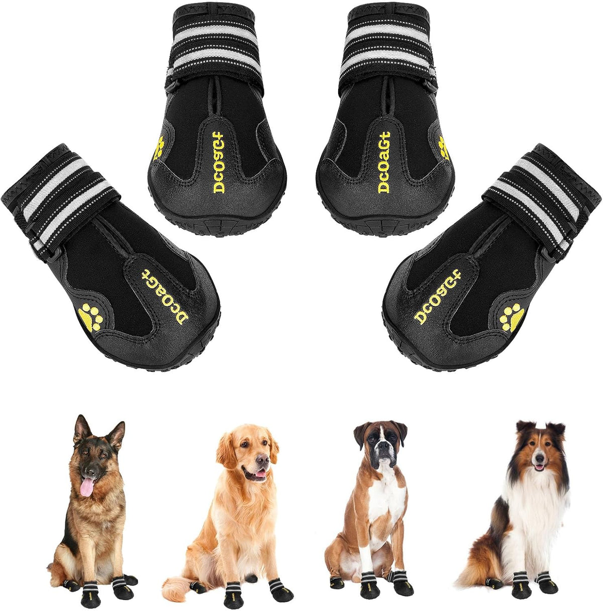 DcOaGt Dog Shoes Large Size Dogs XXL - Black / Size 6:for paw width 2.6-2.8 inches (Pack of 4)