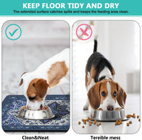 Pet Feeding Mat for Floors Cat Food Mat Waterproof Dog Food Mat - 20"L x 12"W / BlueBoho - image 4