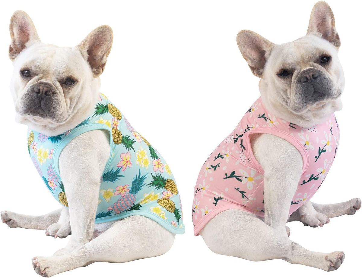 CuteBone Dog Shirts 2-Pack Soft Pet Clothes Breathable Summer Vest - Large / Flowers&pineapple - image 2
