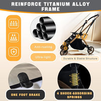 Pet Stroller for Small & Medium Dogs Cats up to 55 lbs 4-in-1 Foldable Travel Pet Stroller with Detachable Carrier Lightweight All-Terrain Spring Damping,Car Seat,Sun Canopy,Black