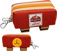 Dog Poop Bag Holder for Leash, Large-Capacity Canvas Pouch - Brown