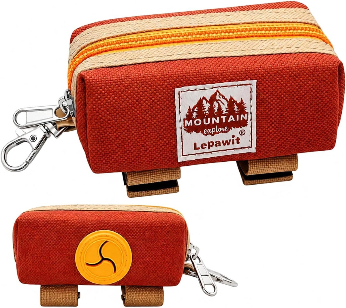 Dog Poop Bag Holder for Leash, Large-Capacity Canvas Pouch - Brown