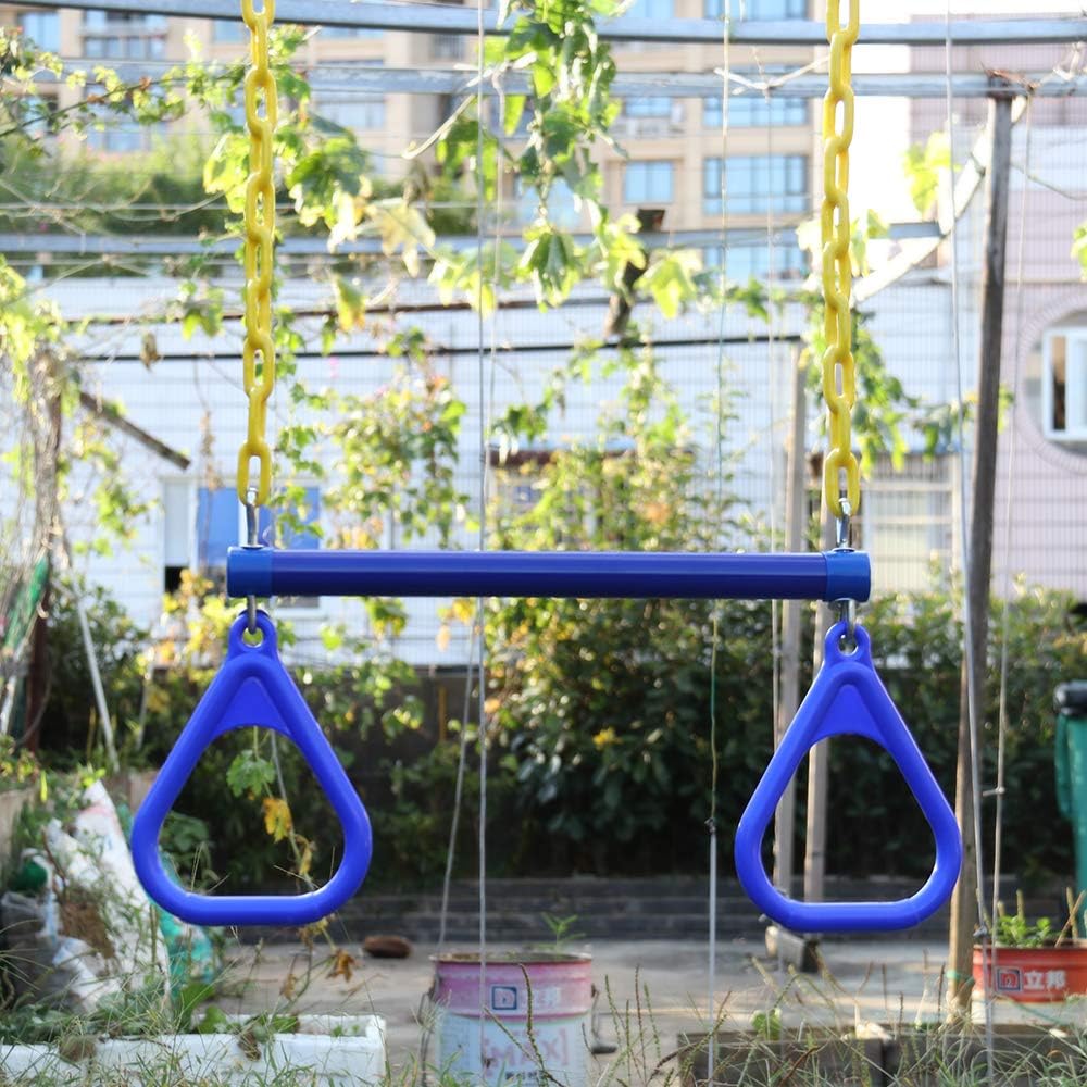 Take Me Away 18'' Trapeze Swing Bar Rings 48'' Heavy Duty Plastic - Blue - image 3