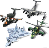 Crelloci army airplane toys set, five die cast military fighter jets and a transport plane - view 2