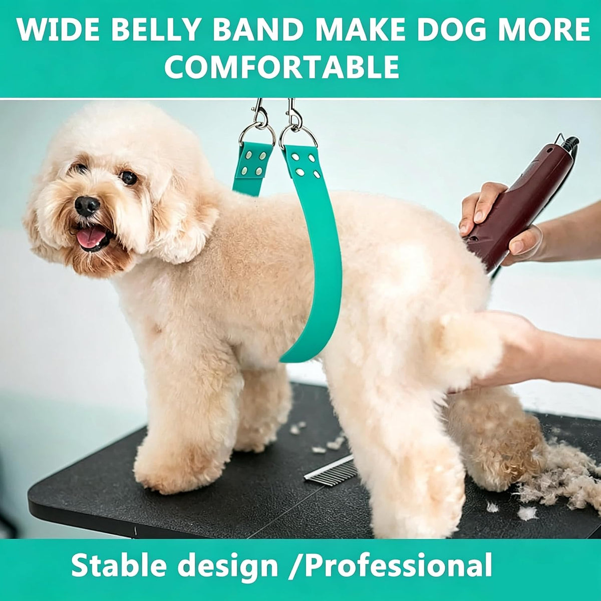 Waterproof 2 inch wide dog grooming belly band with adjustable connector - view 4