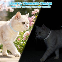 Rhinestone Cat Collar Breakaway, Bling Sparkly Diamond - Blue / 8"-12" Cats / Mini Dogs - image 4