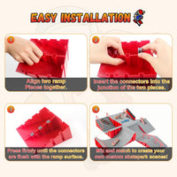 CS COSDDI 14in1 Finger Skateboard Park Set for Kids 8 Skateboards - Red - image 4