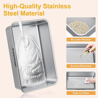 Stainless Steel Litter Box with Lid, 20L Metal Enclosed Litter Box for Big Cat, Flip-Top Design with Anti-Leakage High Sides, Large Cat Lovers Gifts (#1 Gray)
