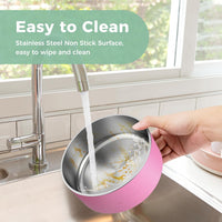 Dog Bowl, Stainless Stee Dog Water Bowl and Food Bowl - 64oz / Pink - image 3