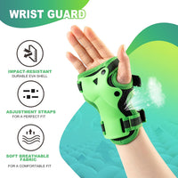 2PM SPORTS Knee and Elbow Pads Set with Wrist Guards for Kids Girls - Green / Small - image 2